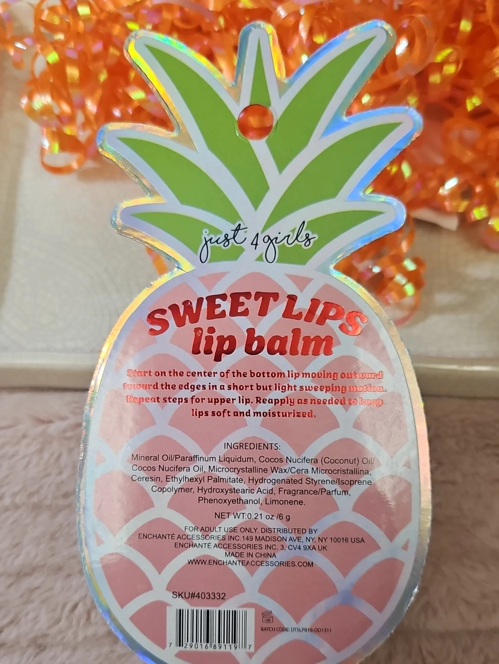 Just 4 girls SWEET LIPS PINEAPPLE LIP BALM 3-PC